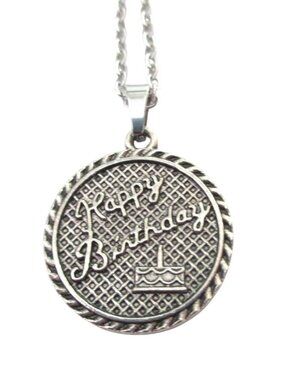 New Happy Birthday Cake Pendant Necklace on 20" Stainless Chain
